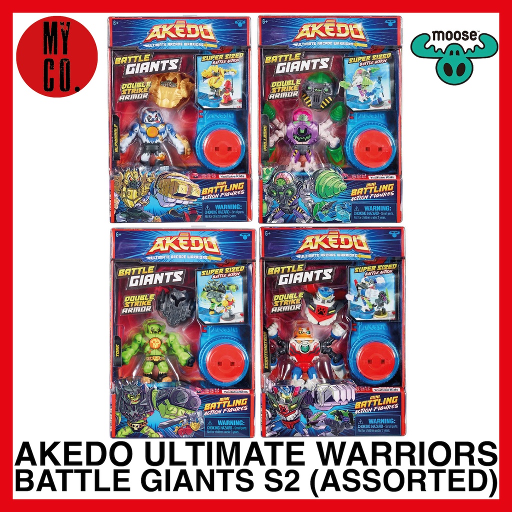 Akedo - Ultimate Arcade Warriors Battle Giants Versus Pack -  Scratch-Atron VS Tonk - Mini Battling Action Figures Ready