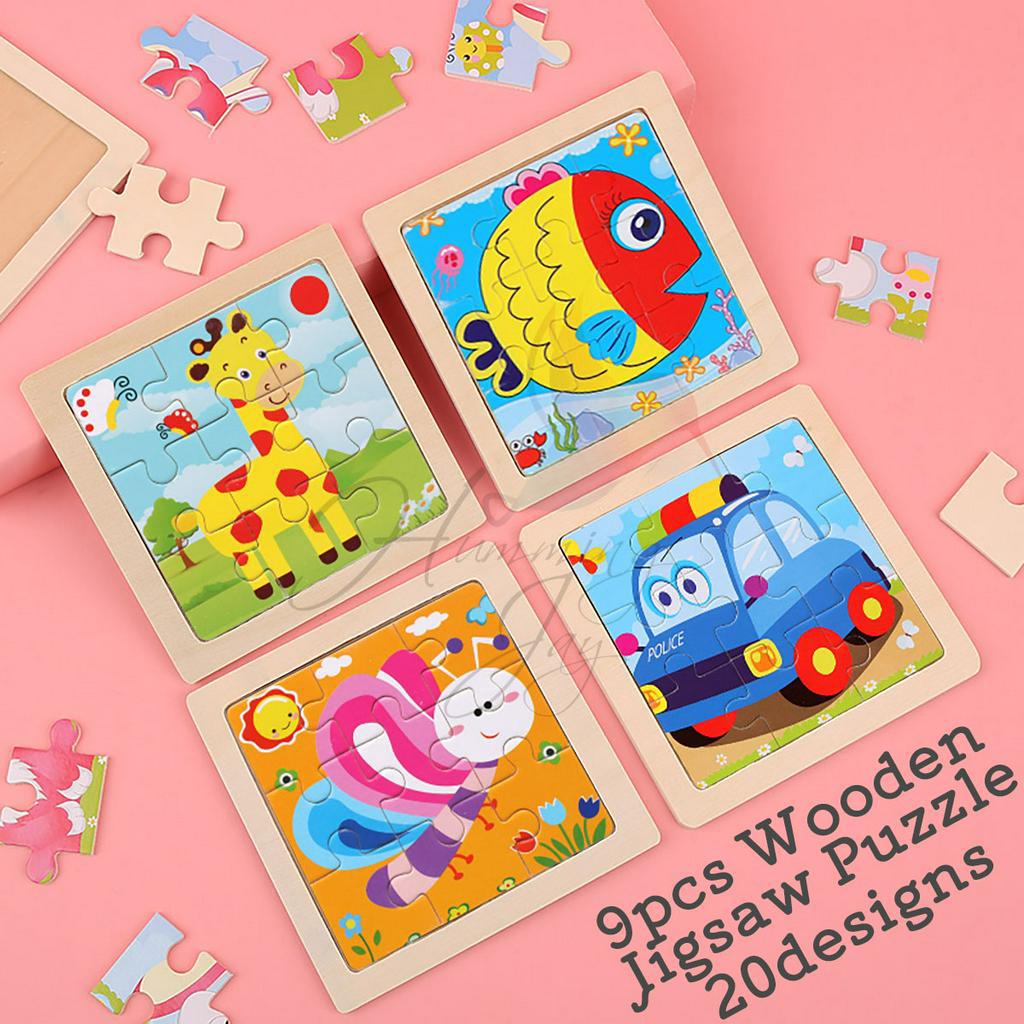 9pcs Wooden Jigsaw Puzzles for Kids Early Education Cartoon Animal ...