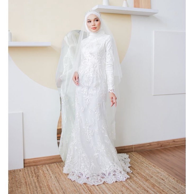 KARINA DRESS FULL LACE HIJABISTAHUB BRIDE SERIES DRESS LABUH DRESS NIKAH BRIDAL DRESS BAJU NIKAH WEDDING DRESS