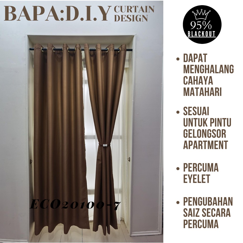 Ready Made Curtain!! 95%Blackout Siap Jahit Langsir(Free Eyelet/Ring ...