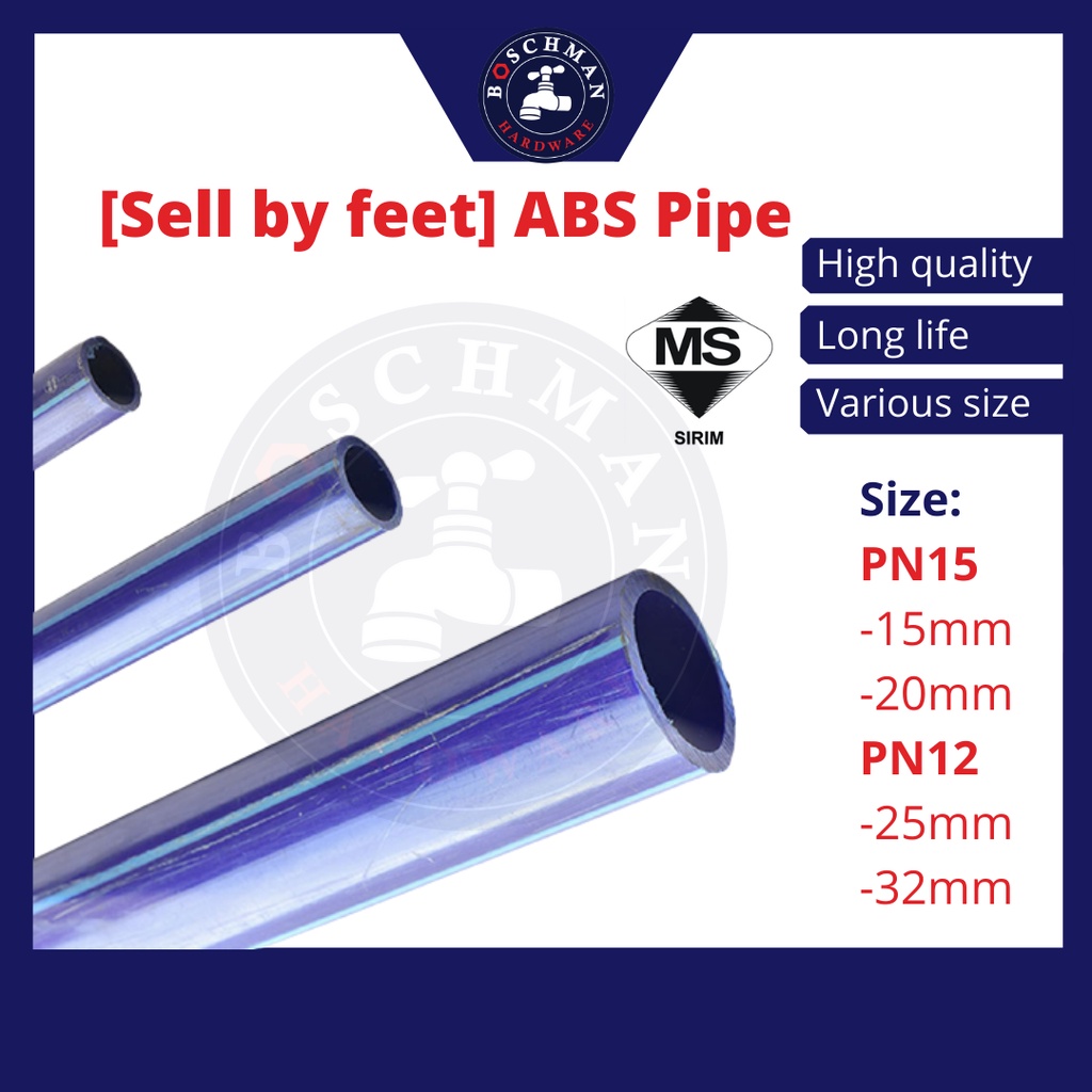 [Sell By Feet] SIRIM Approval ABS Pipe Blue BBB PVC Pipe Paip Biru Air PVC Water Pipe 15mm ½