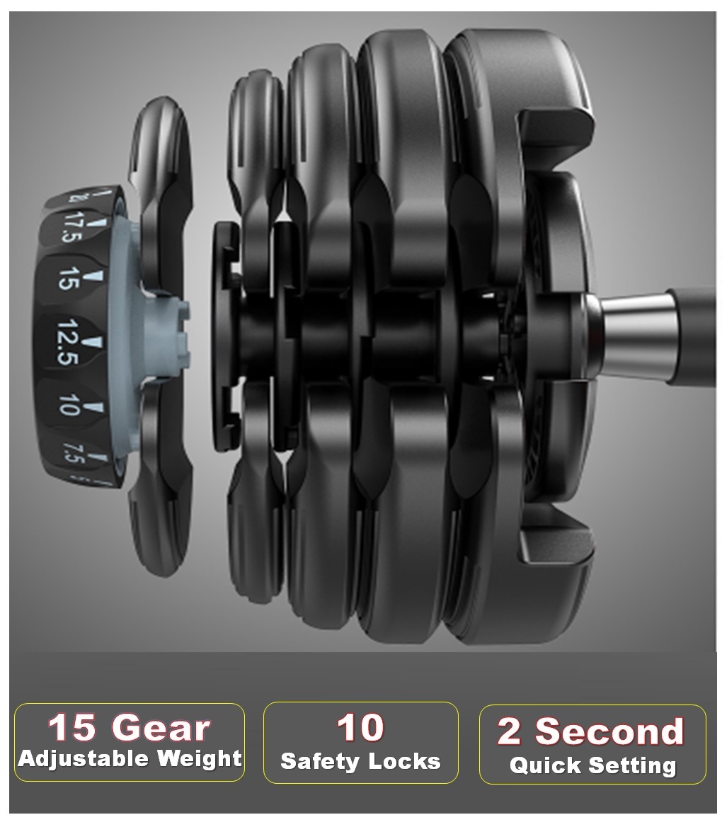 🔥🔥 ADSPorts [24KG / 52.5LB] Professional Self Adjusting Dumbbells