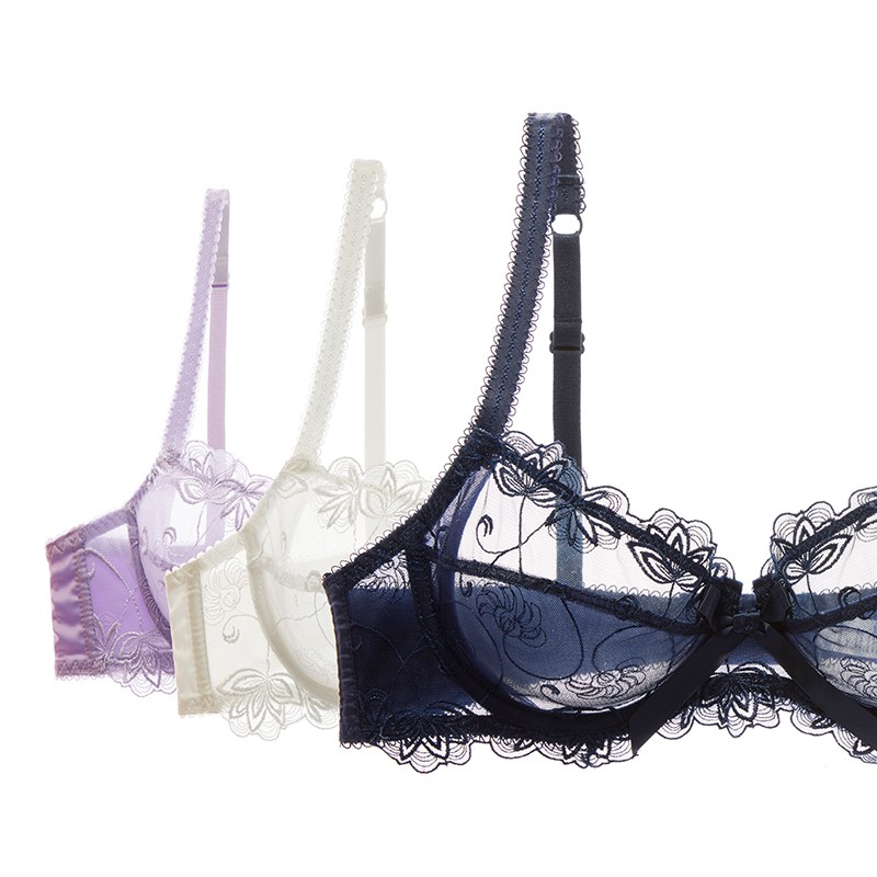 Transparent Ultra Thin Lace Bras For Women Underwire Mesh