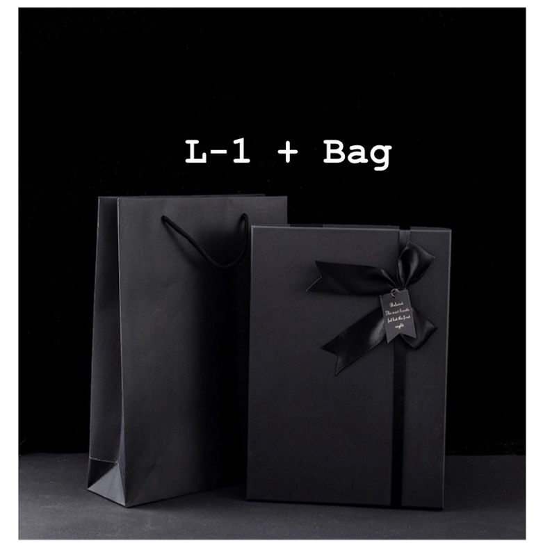 Exclusive Big Size Black Gift Box With Ribbons Beautiful Present Kotak ...