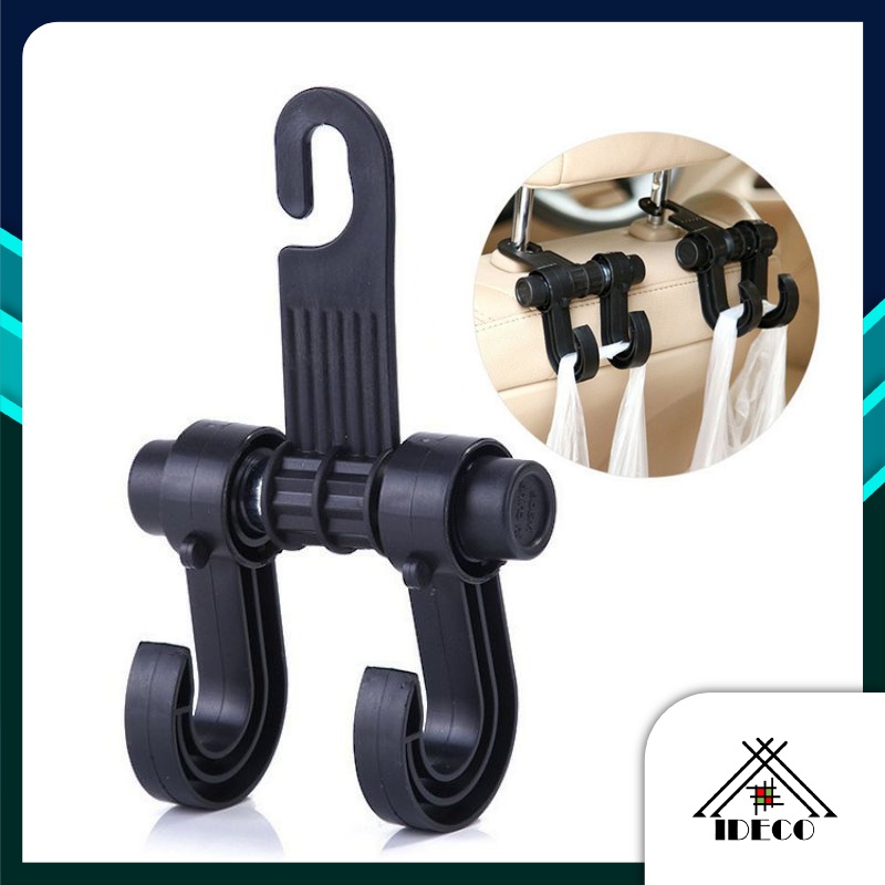 iDECO Car Holder Headrest Luggage Double Hook Hanger Holder Foldable