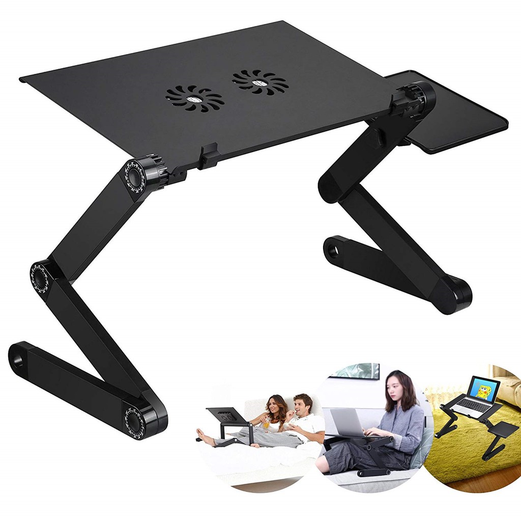 Portable Laptop Desk With Cooling Fan Table Tray With Mouse Holder
