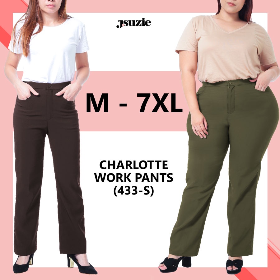 J.suzie Plus Size Straight Cut Long Pant Charlotte Work Pants Shopee Malaysia