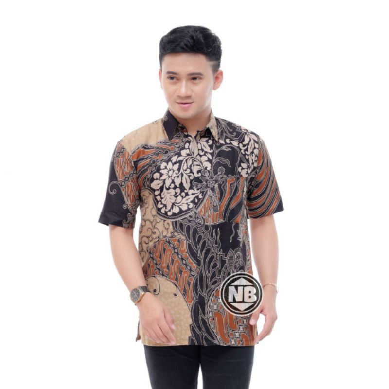 KEMEJA KATUN Best Selling!! Batik HRB026 Sogan Hem Batik Shirt Men ...