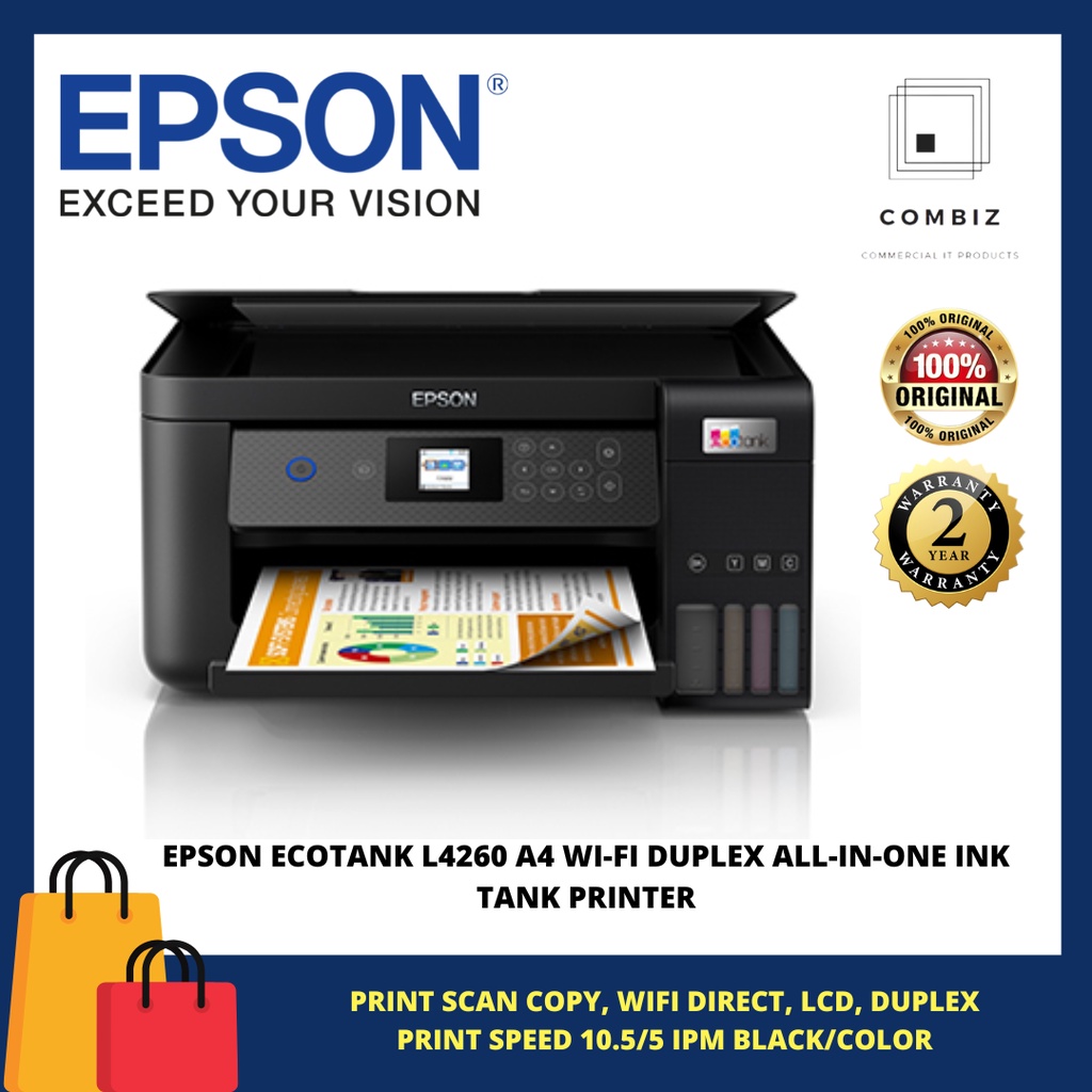 EPSON ECOTANK L4260 A4 WI-FI DUPLEX ALL-IN-ONE INK TANK PRINTER (STOCK ...