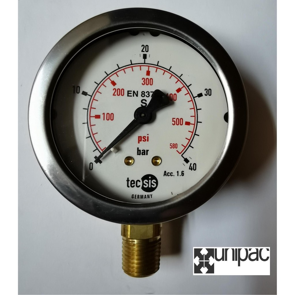 Pressure Gauge Tecsis Half Stainless Steel Pressure Gauge With Glycerine Filling (1/4" NPT