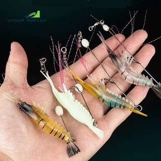 Fishing Luminous Soft Plastic Shrimp Lure 8.5cm Prawn Hook Jigging Fish  Bait Umpan Udang Gewang Casting Mata Kail Joran Pancing