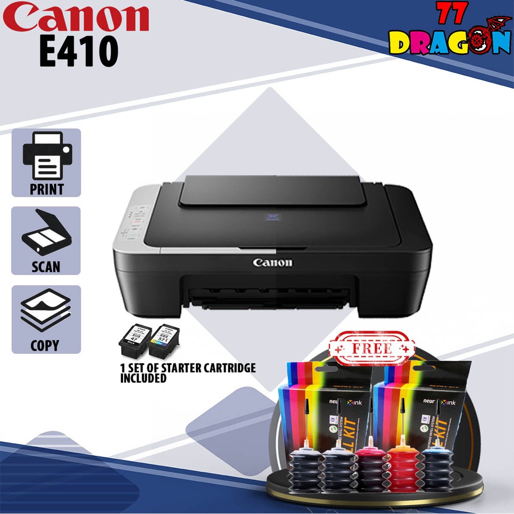 Canon Pixma E410 Color Inkjet Multifunction Printer FOC Refill Kit