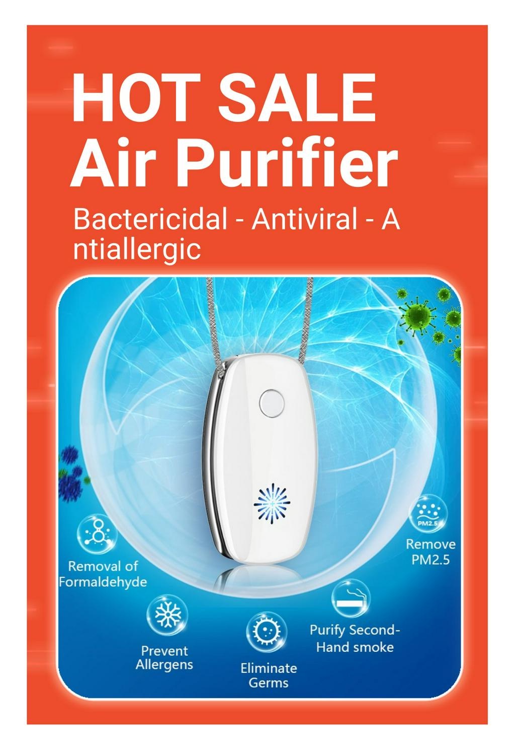 Aolon M11 Personal Portable Air Purifier Necklace Mini Ionizer Necklace