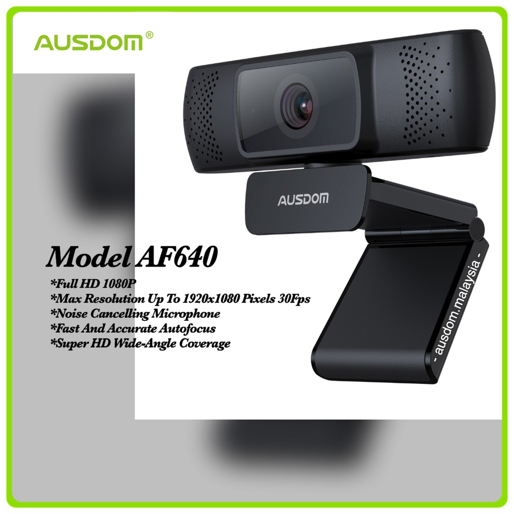 AUSDOM AF640 1080P Webcam Auto Focus with Noise Cancelling Microphone Super  Wide Angle