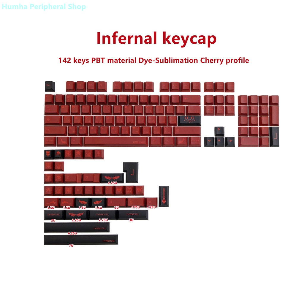 Infernal keycap 142 keys PBT material Dye-Sublimation Cherry profile ...