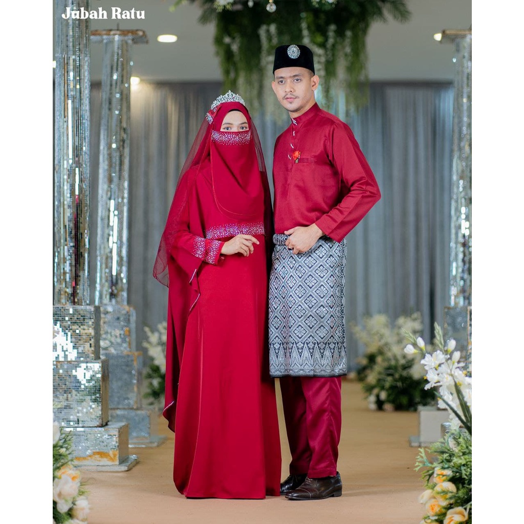 [𝐍𝐄𝐖 𝐈𝐓𝐄𝐌]FULL SET JUBAH RATU ARAB [MAROON] JUBAH NIKAH|JUBAH COUPLE ...