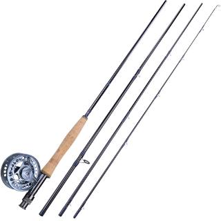 Sougayilang Fly Fishing with Carbon Fly Fishing Rod (4 Pcs/9ft) + 5/6  Aluminum Alloy Fly Reel [Combo]