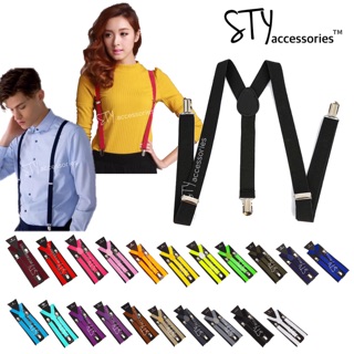 Unisex Women Men Elastic adjustable Clip-on Polyester Elastic Backbrace Y-Back  Suspenders