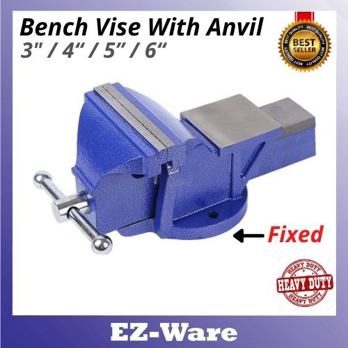 3/4/5/6 Inch Heavy Duty Bench Vise With Anvil (Fixed Base) | Shopee ...