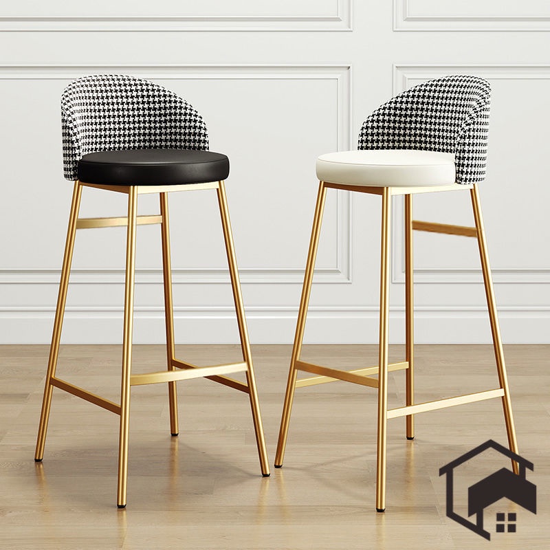 Gold/Black Wrought Iron Bar Stool With Backrest Bar Chair High Bar ...