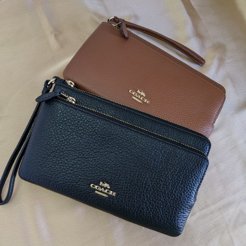 Coach large best sale wristlet double zip