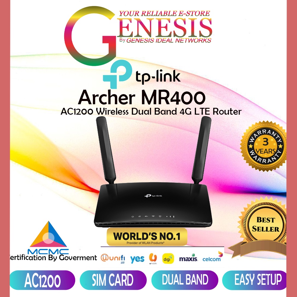 [🔱4G LTE SIM CARD AC ROUTER🔱] TP-LINK ARCHER MR400 APAC AC1200 WIRELESS ...