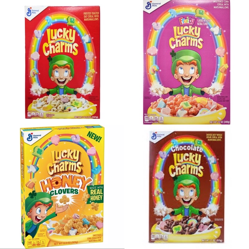 🍀 General Mills Lucky Charms Cereal/Honey/Chocolate/Fruity Lucky Charms  Cereal Frosted Toasted Oat Cereal & Marshmallow