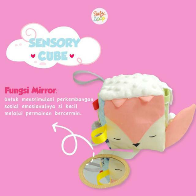 Baby Loop Sensory Cube Foxy+Free Teether Wooden | Shopee Malaysia