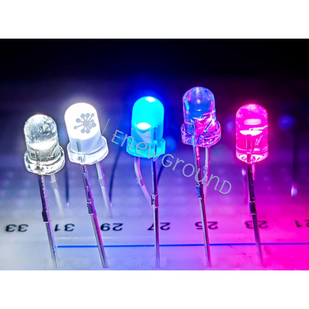 LED (super bright collection, 3 mm, short pin, 5 PCS/set, UV, white