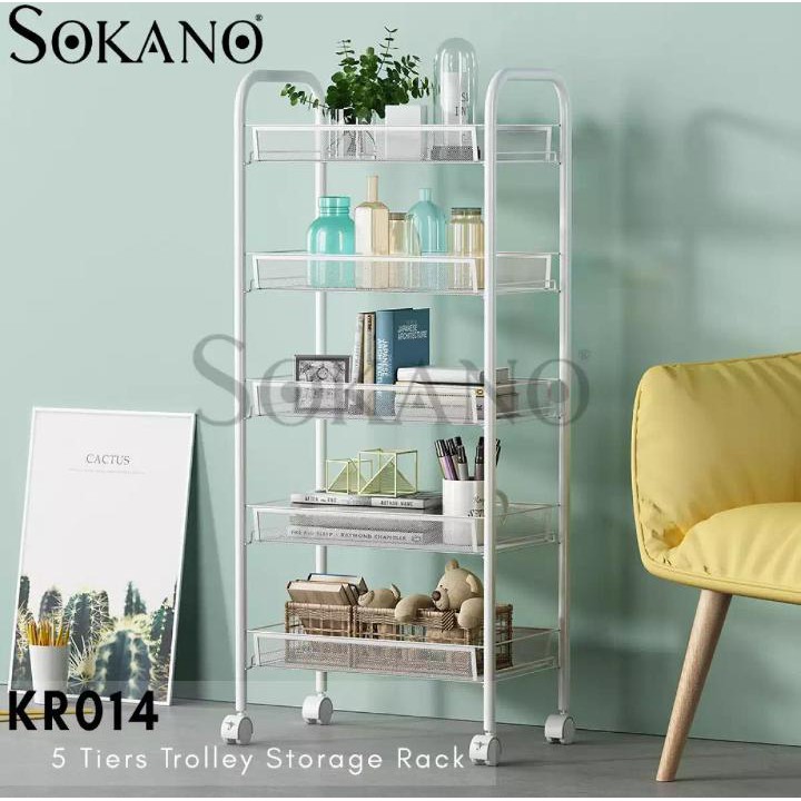 5 Tier Large Capacity Steel Kitchen Dapur Trolley Organizer Rack with ...