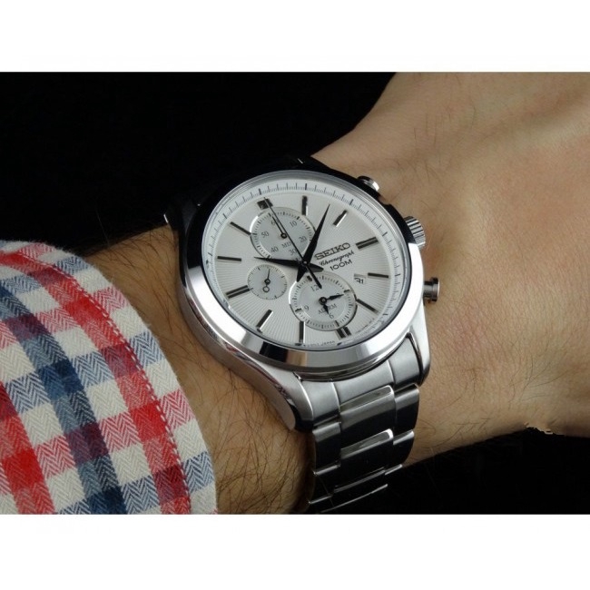 Seiko Gents SNAF63P1 Alarm Chronograph 100m Silver Dial Stainless Steel Watch Shopee Malaysia
