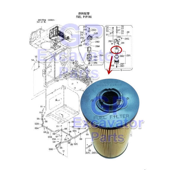 DIESEL FILTER/FUEL FILTER FOR ISUZU ENGINE 4HK1 / 6HK1 (4679981 / 8 ...