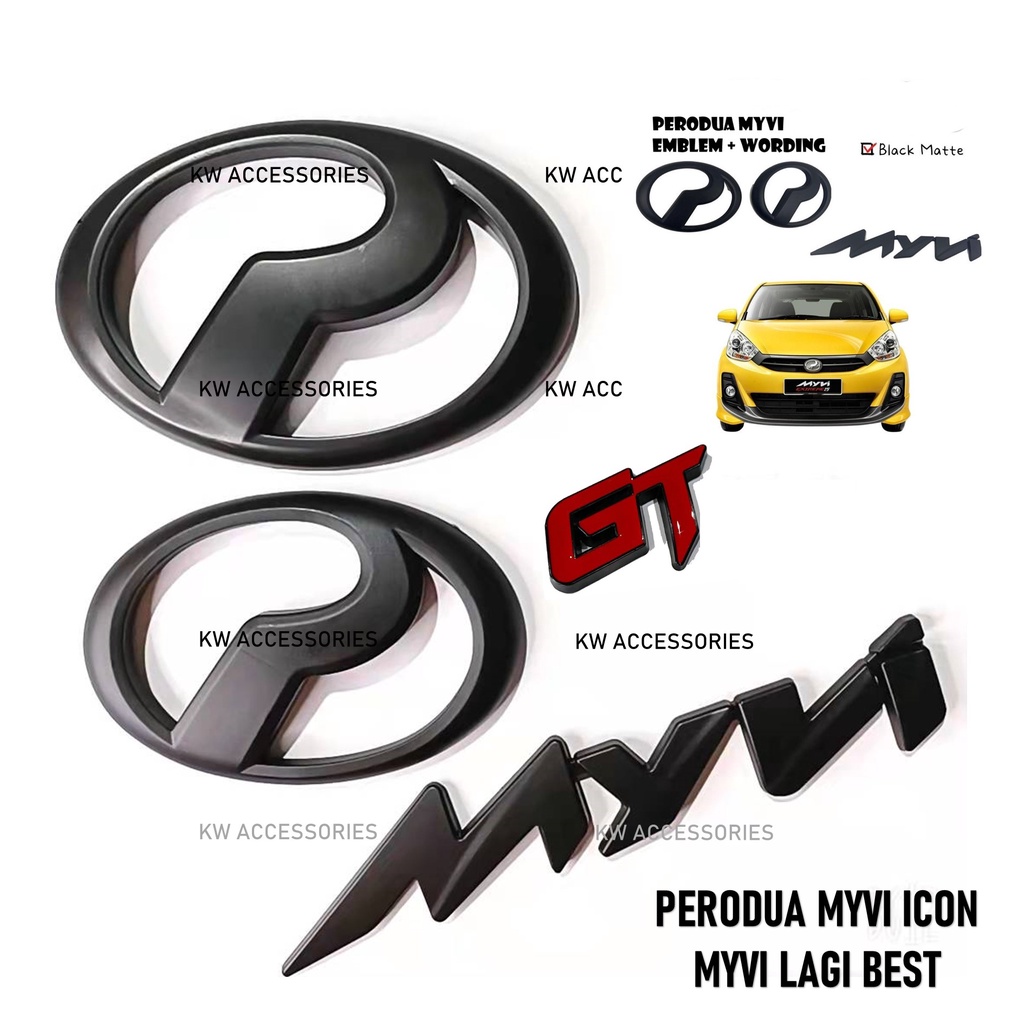 PERODUA MYVI LOGO 2011-2017 MATTE BLACK LOGO EMBLEM 4pcs set | Shopee ...