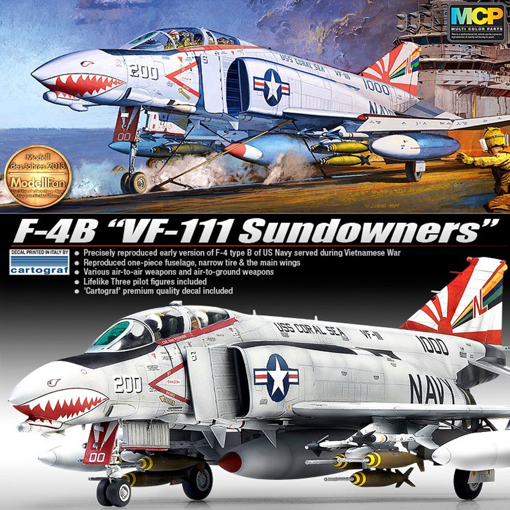 Academy 1/48 USN F-4B 'VF-111 Sundowners Plastic Model Kit #12232