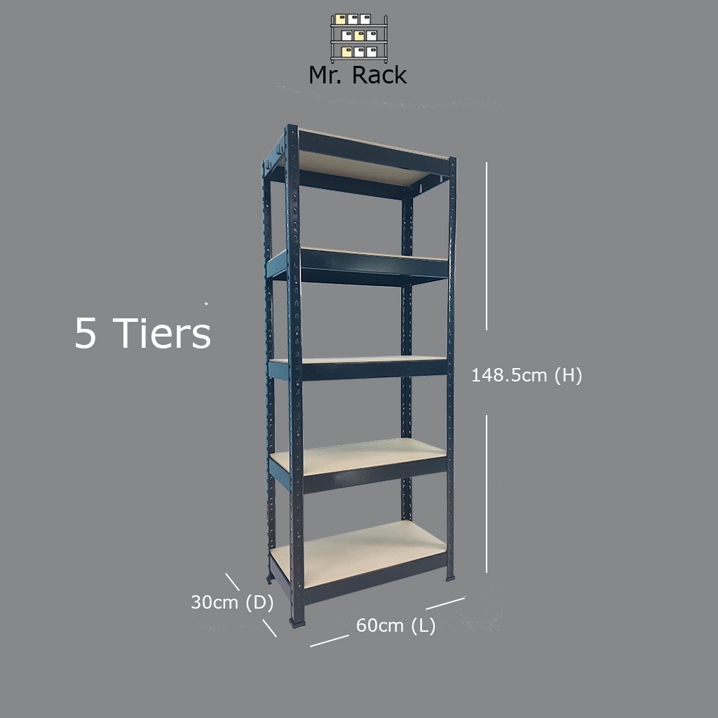 Mr. Rack M125 4, 5 Tiers HDF Board Boltless Storage Rack Store Rack 148 ...