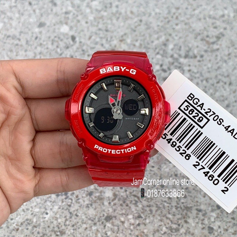 100 ORIGINAL CASIO BABY G BGA 270S JELLY SERIES red and white Trendy semi transparent bands Shopee Malaysia