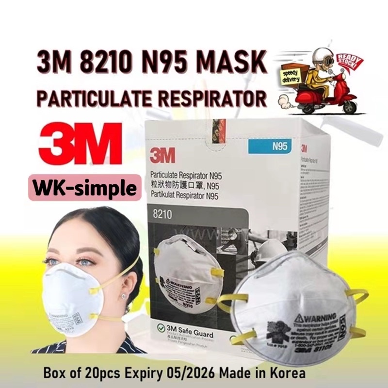 3M N95 Mask Particulate Respirator Safety Mask 8210 (20pcs) 100% ...