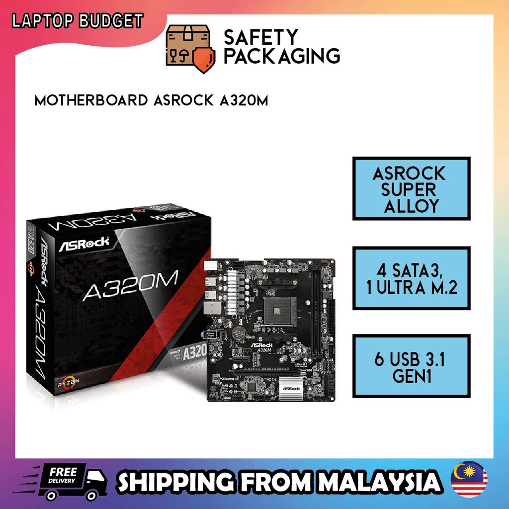 CPU MOTHERBOARD ASROCK A320M | Shopee Malaysia