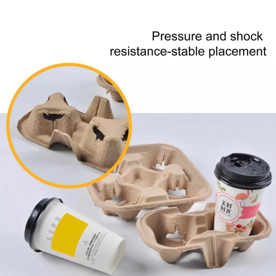(Ready Stock) Paper Cup Holder Disposable Pulp Paper Coffee Milk Tea ...