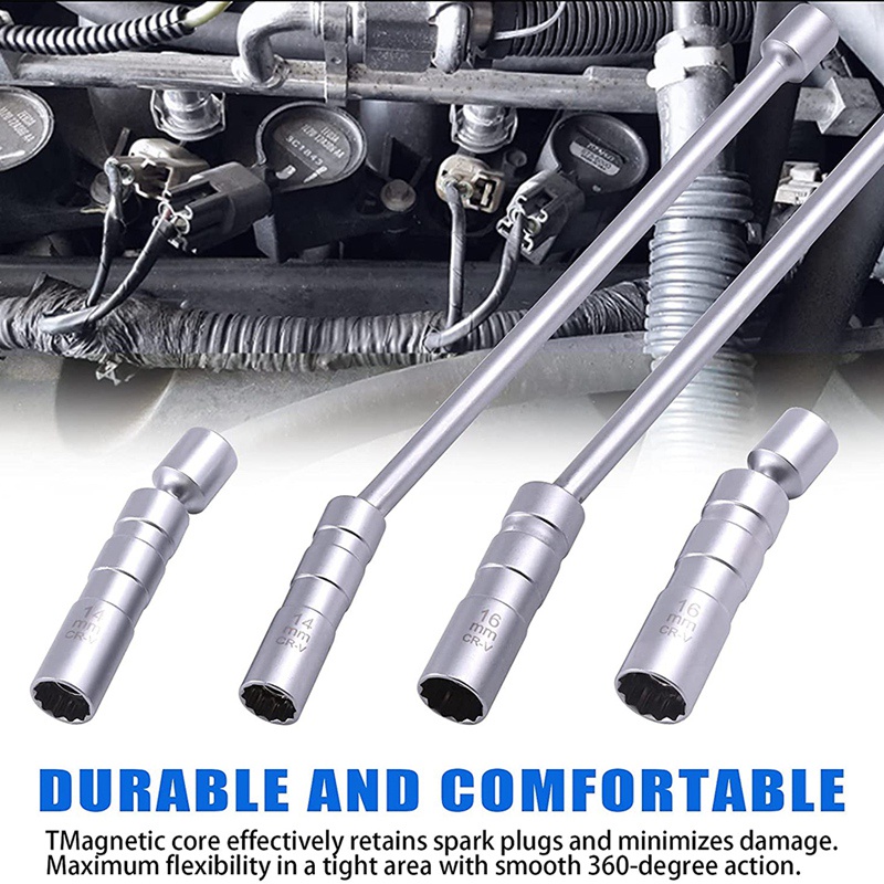 14mm/16mm Thin Wall Swivel Spark Plug Socket,Universal 3/8