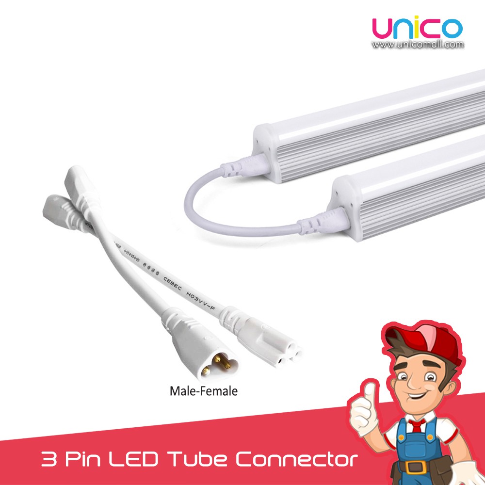 (10pcs/pack) T5 T8 Double End 3 Pin LED Tube Connector Male to Female ...