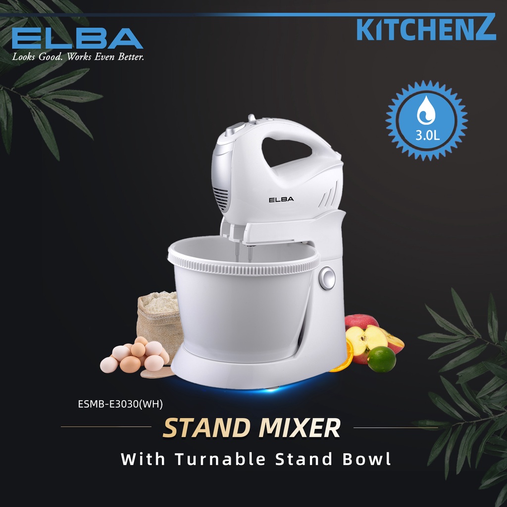 Elba Stand Mixer Turbo Mixer Stand Bowl 5Speed Control 3.0 Litre
