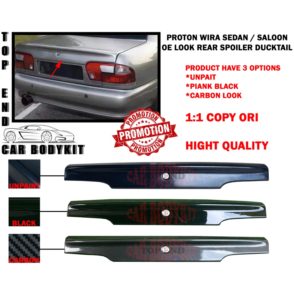 Proton Wira Sedan Saloon Oe Look Rear Trunk Spoiler Ducktail Itik Copy Ori Abs Bonnet Lip