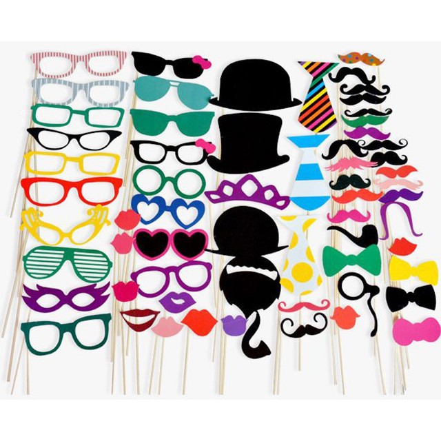 [Msia Ready Stock] 58pcs Colorful Party Photo Booth Props for Wedding ...