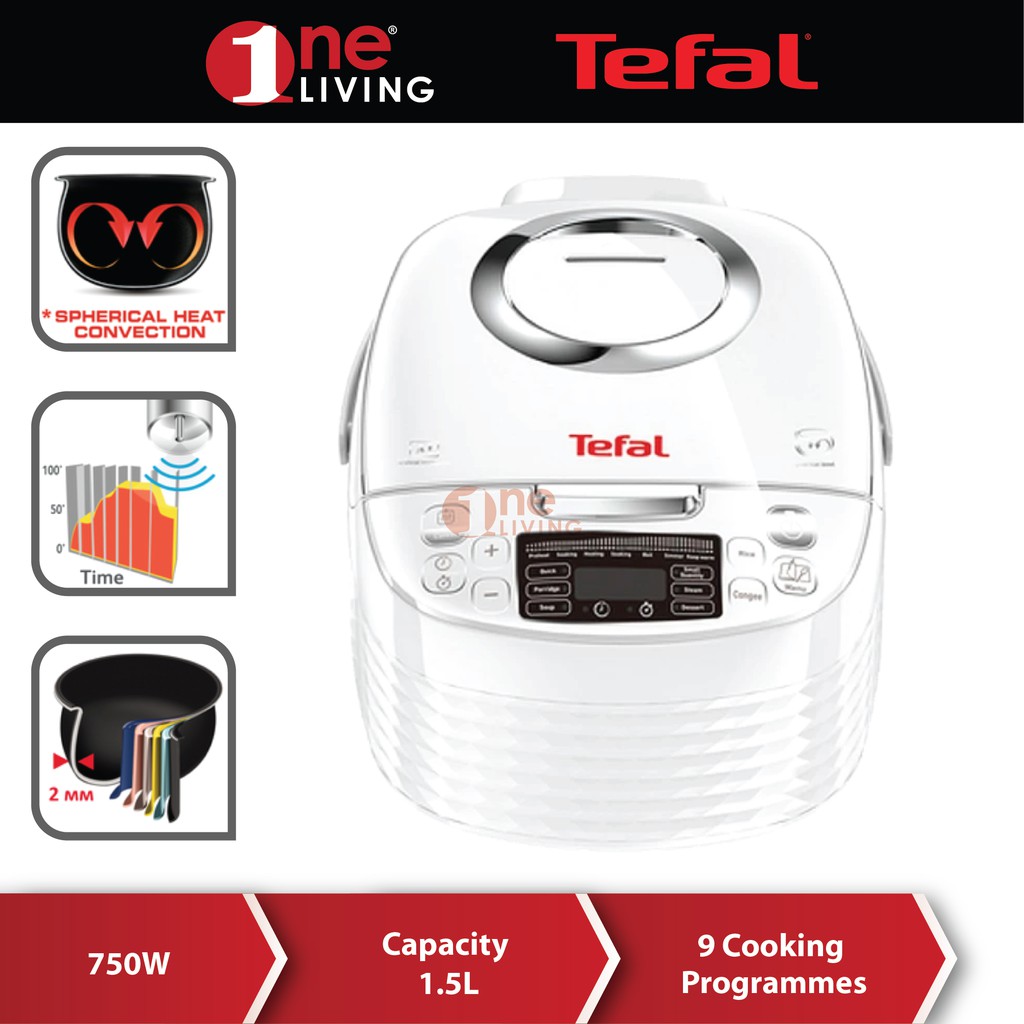 Tefal Rice Cooker Entry Spherical Pot 1.5L White RK7401 Shopee Malaysia