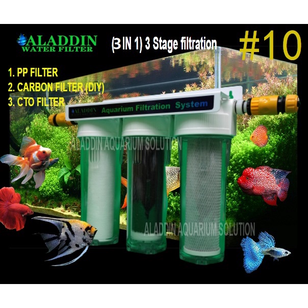 Aquarium Water Filter#10 /3-STAGE FOR AQUARIUM DESIGN Remove Chlorine ...