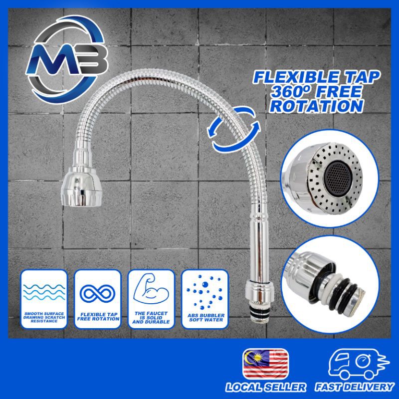 Practical 360 Degree Rotating Sink Faucet Spout Flexible Mixer Tap Tube