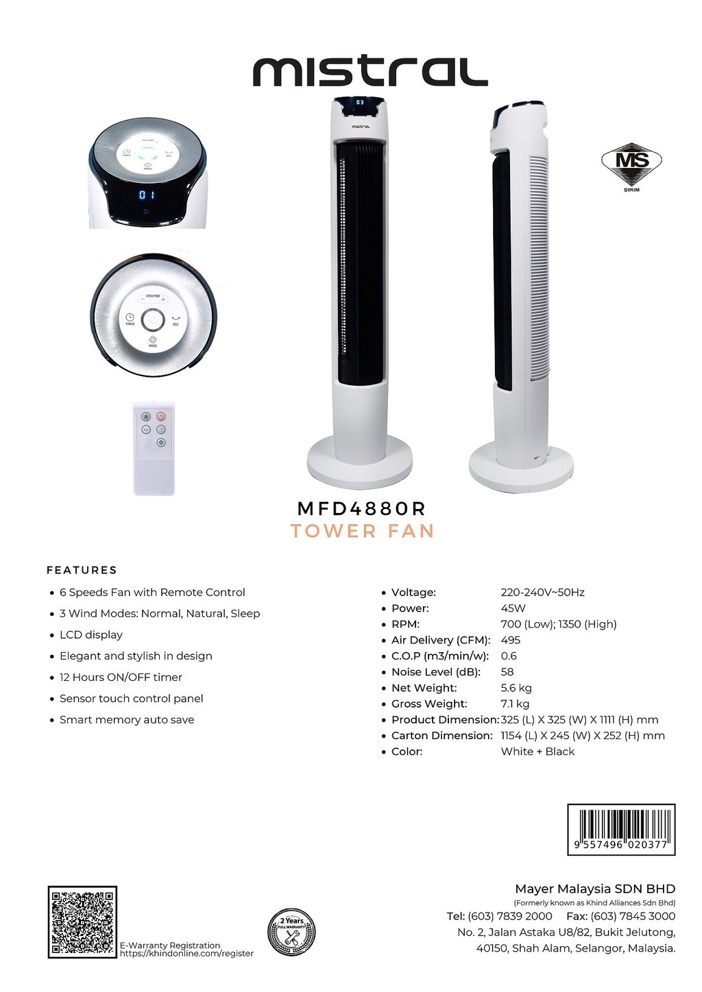 / Mistral Remote Tower Fan MFT50R / MFD4880R Shopee Malaysia