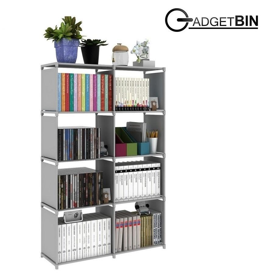 Multifunctional & Portable DIY Book Storage Rack 5 Tier with 8 Columns ...