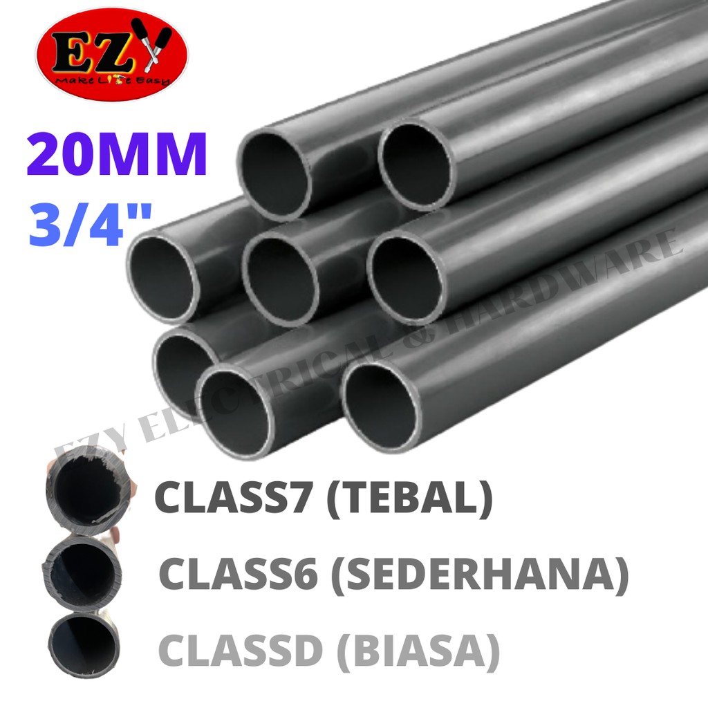 3/4 20MM PVC PIPE CLASS D CLASS 6 CLASS 7 [ 1 KAKI ] | Shopee Malaysia